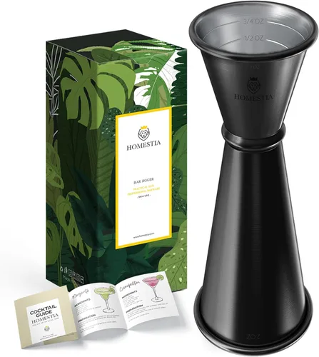Homestia Jigger japonés – Medidor doble de cóctel para camarero, jigger de cobre con medidas en el interior, herramientas de barra de acero