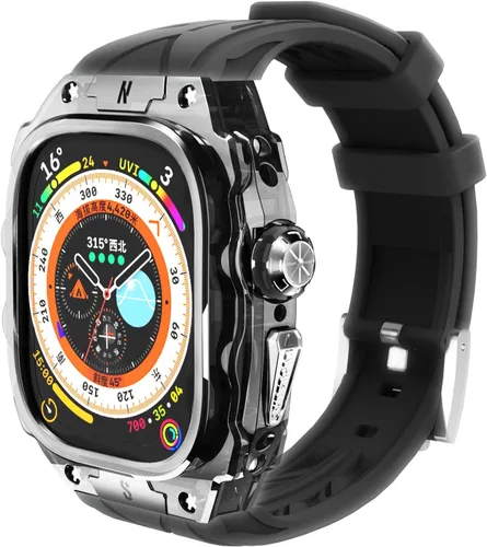 Miniatura 8 de Estuche de lujo translúcido para Apple Watch Ultra 1/2 de 49 mm, estuche resistente y ligero completamente envuelto con correa, correa de silicona