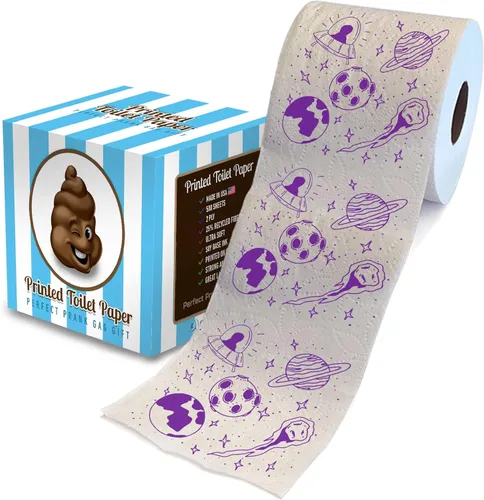 Printed TP Papel higiénico de baño de 2 capas con patrón espacial, rollo de papel higiénico morado novedoso, divertido papel higiénico para