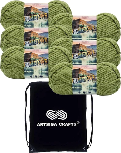 Miniatura 46 de Lion Brand Hometown New York White 135-100 (3 madejas - mismo lote de tinte) #6 S Bulky - Hila acrílica para crochet y tejer con bolsa para proyectos