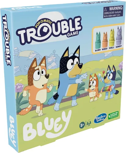 Miniatura 16 de Hasbro Gaming Trouble: Juego de Mesa Edición Bluey para Niños, 2-4 Jugadores, Corre con Bluey, Bingo, Bandit o Chilli hasta la Meta, Edades 5 y Más