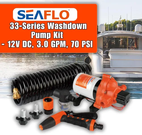 Miniatura 2 de SEAFLO Kit de bomba de lavado de cubierta de lavado serie 33 – 12 V CC, 3.0 GPM, 70 PSI, interruptor de presión resistente, para aplicaciones de RV
