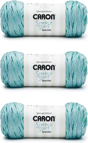 Caron Simply Soft Abyss Speckle Yarn - Paquete de 3 unidades de 141 gramos/5 onzas - Acrílico - 4 medianos (peinado) - 235 yardas - Tejido/ganchillo