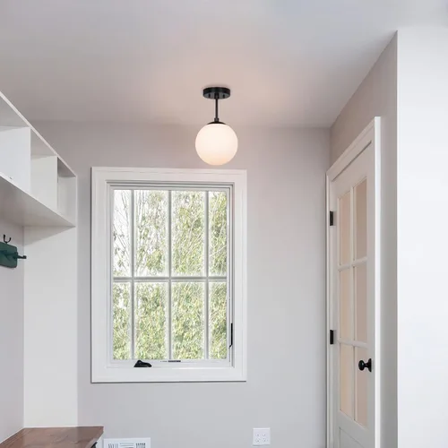 Miniatura 3 de XiNBEi Lighting Lámpara de techo semiempotrada con 1 luz, luz de techo semiempotrada, acabado negro mate para sala de estar y comedor XB-SF1211-MBK