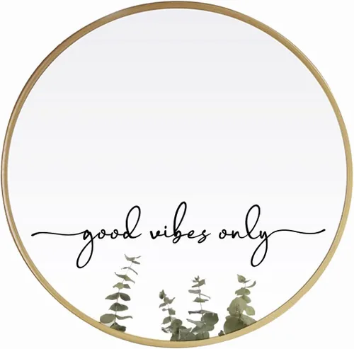 Calcomanía de espejo "Good Vibes Only" – Adhesivo de vinilo negro con cita motivacional, arte de pared de afirmación positiva para baño, dormitorio,