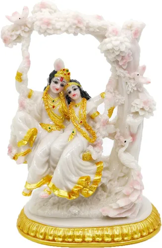 alikiki Estatua de Dios indio Radha Krishna, 6.7 pulgadas de alto, estatua de ídolo de la India Radha Krishna para regalos de boda india, regalos
