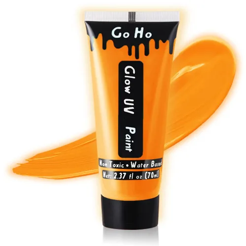 Miniatura 10 de Go Ho Pintura corporal azul neón lavable (2.37 onzas, 2.4 fl oz), pintura facial neón con luz negra UV, pintura facial azul fluorescente a base