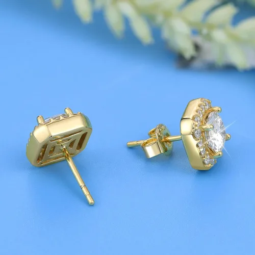 Miniatura 6 de RINEY&KY Aretes de moissanita Aretes de diamante de laboratorio para mujeres y hombres, aretes de moissanita, aretes de moissanita chapados en oro