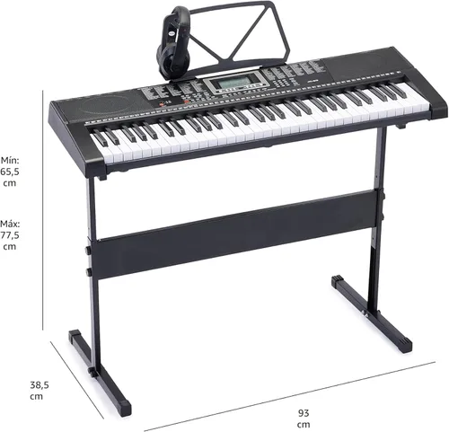 Miniatura 7 de Amazon Basics Piano de teclado eléctrico con 61 teclas, altavoces integrados, canciones para aprender, color negro