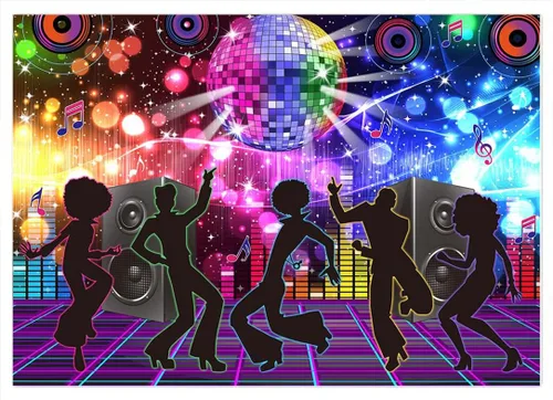 Miniatura 7 de Avezano Fondo retro de fiesta de discoteca con temática de los años 70, decoraciones de fondo de fiesta de boogie de los años 70, telón de fondo