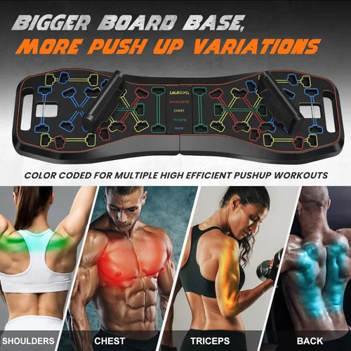 Miniatura 3 de LALAHIGH Push Up Board,36 in 1 Home Gym Equipment with Ab Roller Wheel & Resistance Bands, Portable Foldable Workout Board for Full Body Strength