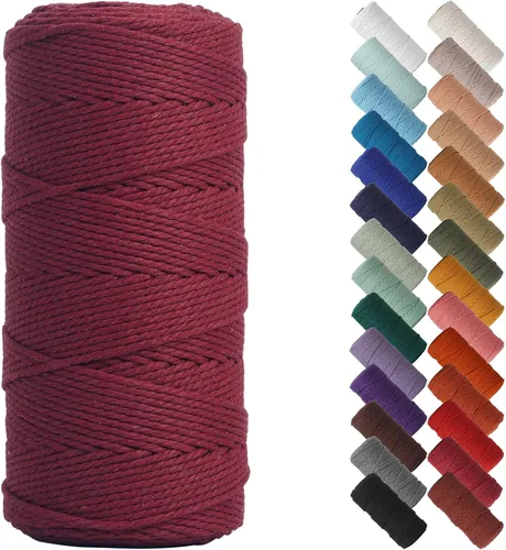 Miniatura 10 de Cordón de macramé de 1/8 pulgadas 220 yardas (200 metros) suministros naturales de macramé, hilo de macramé, cuerda de algodón de color, cuerda