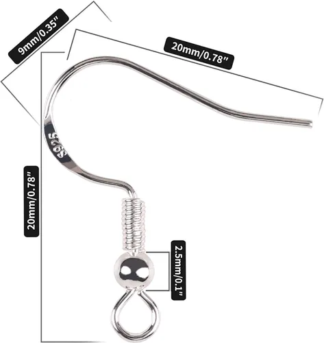Miniatura 3 de Ganchos para aretes de plata de ley 925, 50 piezas, suministros hipoalergénicos para hacer joyas con anzuelos, alambres de oreja, hallazgos