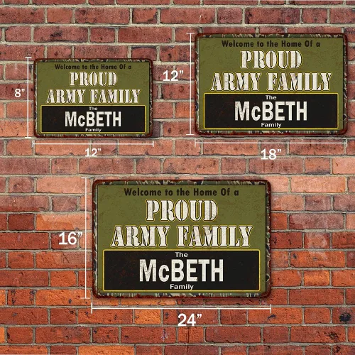 Miniatura 3 de Chico Creek Signs Letrero de metal con texto en inglés "Your Name Proud Army Family", regalo personalizado de 8 x 12 pulgadas, 108120023001