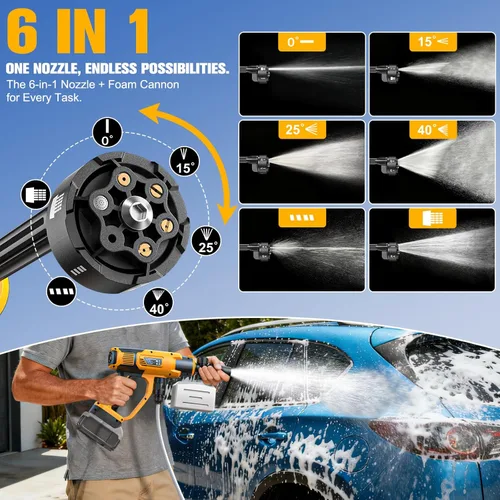 Miniatura 6 de DIYtoolifz Herramienta de limpieza compatible con batería DeWalt de 20 V, 2.2 libras, con manguera de 16.4 pies y boquilla 6 en 1 + accesorio