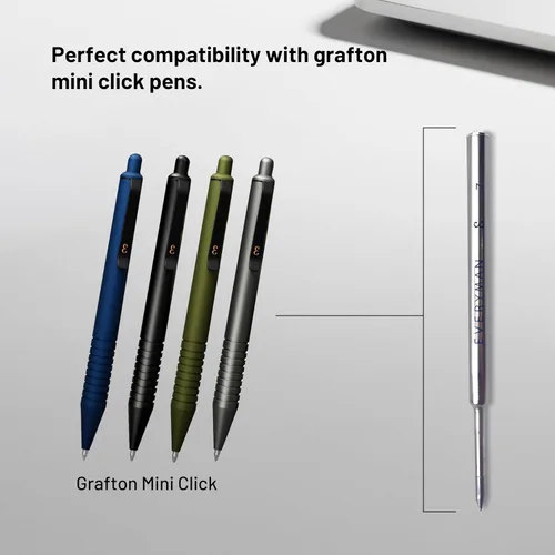 Miniatura 5 de Recargas de bolígrafo de gel Everyman Blue Grafton Premium, punta fina de 0,5 mm, cartucho de tinta de metal de escritura suave, compatible con Azul