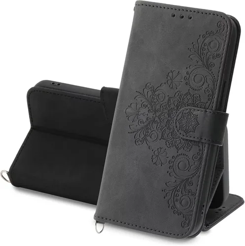 Funda tipo cartera para Vivo V21 5G, [cordón corto y cordón de correa] para Vivo V21 5G, funda de piel sintética antideslizante para Vivo V21 5G