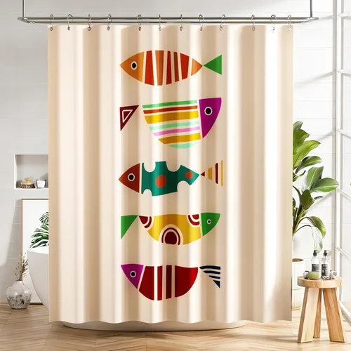 Miniatura 32 de AmazerBath Cortina de ducha floral, juego de cortinas de ducha lavables de tela con 12 ganchos para cortina de ducha, cortinas de ducha de tela C