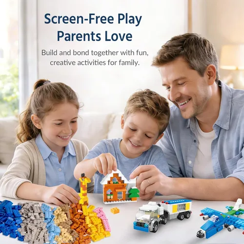 Miniatura 6 de FUN LITTLE TOYS 1100 bloques de construcción para niños de 6 a 12 años, juego de ladrillos a granel de aprendizaje STEM, 147 formas, 17