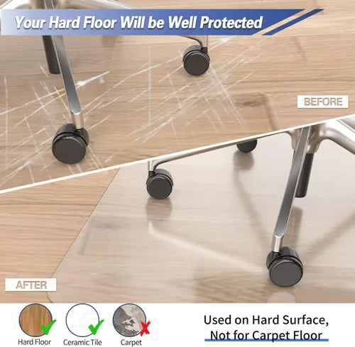 Miniatura 3 de Amyracel Tapete para silla para suelo de madera dura, 36" x 48" tapete para silla de escritorio de computadora, tapete protector de piso de oficina