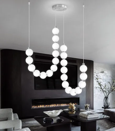 Miniatura 19 de Candelabros modernos LED regulables, bolas de acrílico, iluminación colgante de techo para sala de estar, comedor, dormitorio, luces colgantes