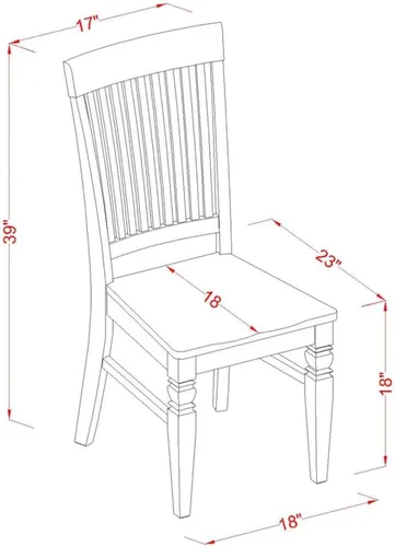 Miniatura 3 de East West Furniture WEC-BCH-W Weston - Sillas de comedor de madera con respaldo de listones, juego de 2, color negro y cereza