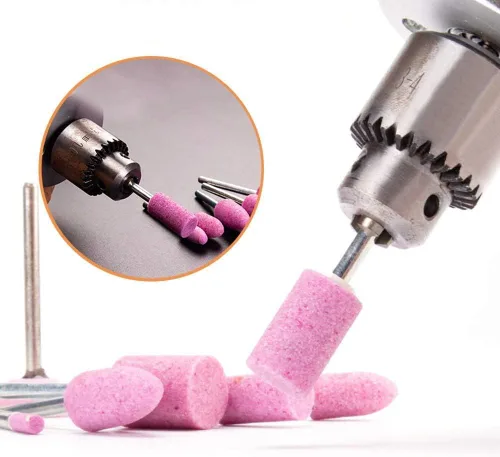 Miniatura 5 de Auniwaig 100 piezas de accesorios de molienda eléctrica de cabeza subulada de piedra abrasiva, brocas de molienda de piedra montadas en abrasivos