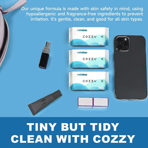 Miniatura 5 de COZZY Toallitas desechables de viaje, hipoalergénicas y sin perfume con 99.6% de agua, sin alcohol, a base de plantas, esenciales de viaje