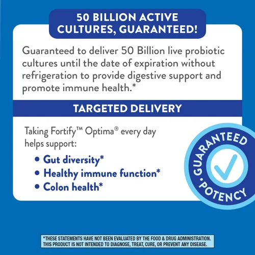 Miniatura 8 de Nature's Way Fortify Optima Optima - Probiótico diario para adultos 50+ 50 mil millones de cultivos vivos, 7 cepas, 30 cápsulas