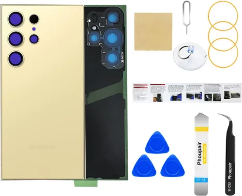 Miniatura 11 de Reemplazo de cristal trasero para Samsung Galaxy S24 con kit de herramientas de reparación profesional (Amber Yellow)