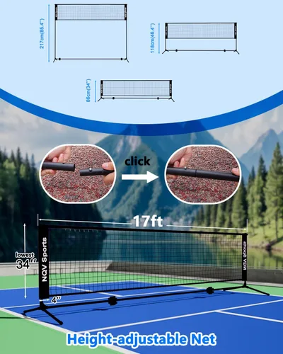 Miniatura 2 de NQV Juego de pickleball con red, red de pickleball de media cancha de 10 pies, paletas de madera de pickleball, pelotas de pepinillo, retrievers