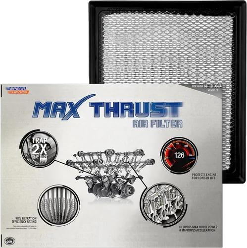 Filtro de aire de motor Spearhead MPG Defense Max Thrust para vehículos de todo kilometraje, se adapta como el OEM, restaura MPG y aceleración