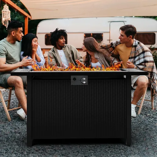 Miniatura 7 de Mesa para fogata de propano de 44 pulgadas, mesa rectangular de gas para exteriores de 50,000 BTU con tapa, cubierta impermeable, mesa rectangular