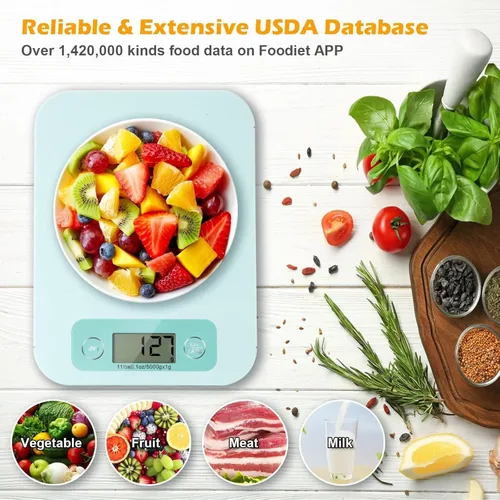 Miniatura 3 de URAMAZ Báscula de alimentos con calculadora nutricional, báscula digital de alimentos para báscula de cocina gramos y onzas, báscula inteligente