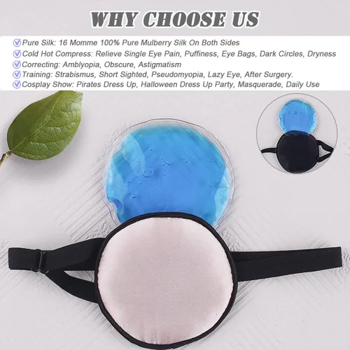Miniatura 4 de Parches refrescantes para ojos hinchados, parche de ojo de hielo de seda pura, máscara de un solo ojo, cubierta médica de un solo ojo, terapia fría