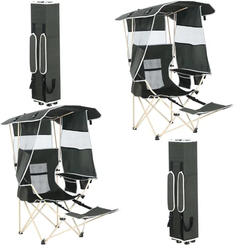 Miniatura 8 de Silla de camping con toldo, sillas deportivas para adultos, silla de toldo con reposapiés extraíble, silla de pesca en hielo con portavasos