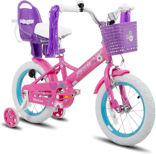 Miniatura 10 de Joystar - Little Daisy - Bicicleta infantil, unisex, para niños de 2 a 7 años, de 12, 14 y 16 pulgadas, con asiento para muñeca, serpentinas