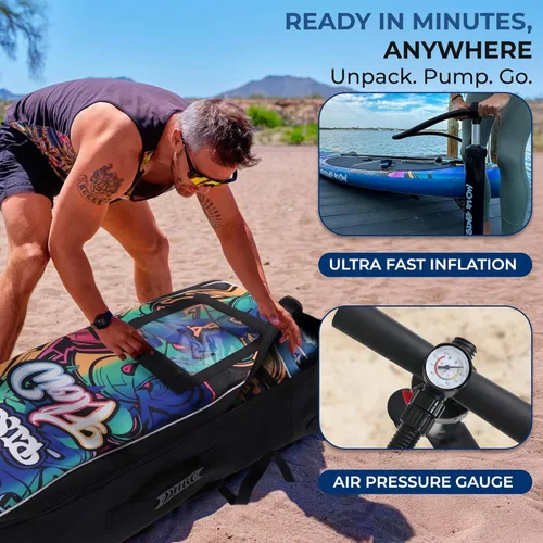 Miniatura 6 de SereneLife Tabla de remo inflable de pie, diseño amplio y estable, cubierta antideslizante para adultos y jóvenes con accesorios de tabla de remo