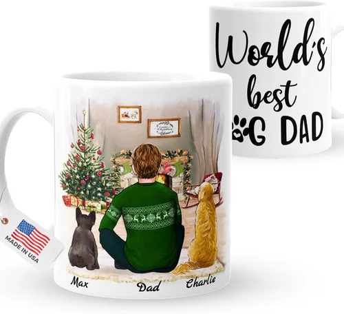 Miniatura 8 de Taza personalizada para hombres amantes de perros - Regalos personalizados con perros para el Día del Padre para el cumpleaños del esposo, San