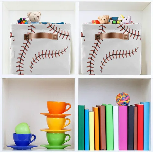 Miniatura 6 de AUUXVA Cesta de almacenamiento de béisbol, caja de almacenamiento grande con asas, cesta de regalo de Pascua, ideal para bebés y niños, decoración