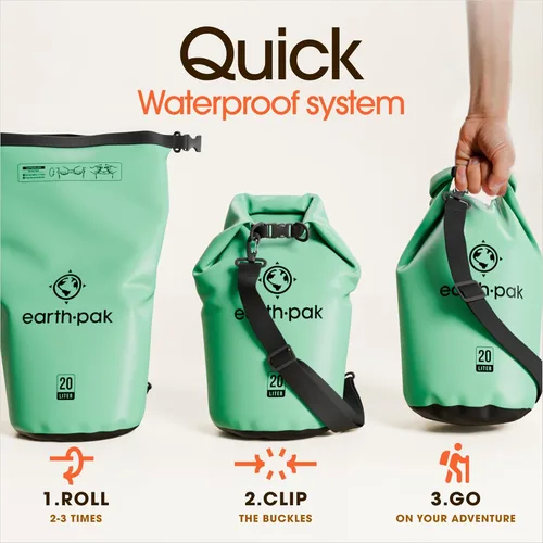 Miniatura 5 de Earth Pak Bolsa Seca Impermeable - Mochila Impermeable de Cierre Enrollable Superior Mantiene el Equipo Seco para Kayak con Funda Impermeable