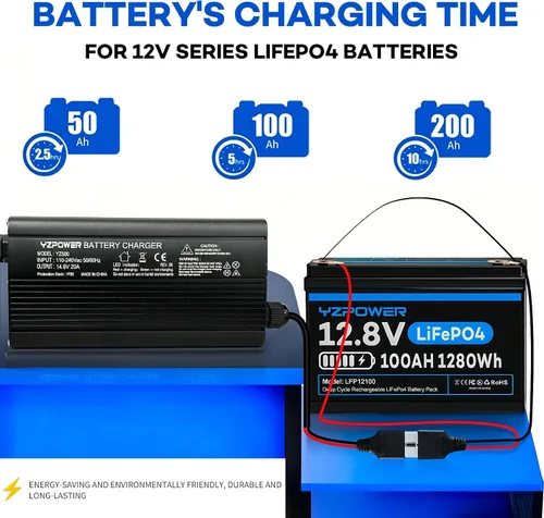 Miniatura 4 de Cargador de batería Lifepo4 de 14.6 V 20 A para baterías de fosfato de hierro y litio de 12.8 V 12 V, cargador de batería AC-DC, cargador de batería