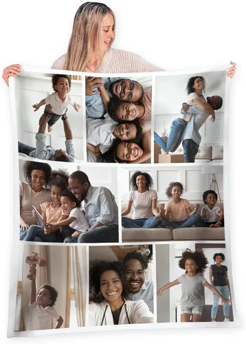 Miniatura 28 de FrameStory Manta personalizada con fotos y texto, totalmente personalizable con tus fotos y mensajes, manta de forro polar suave y suave, 30 x 40