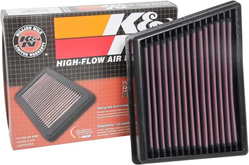 K&N Filtro de aire del motor: reutilizable, limpia cada 75,000 millas, lavable, Premium, Filtro de aire de repuesto para automóvil: Compatible Ford