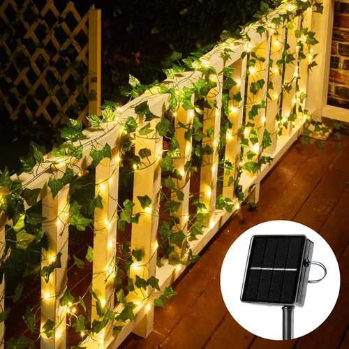 Miniatura 11 de Brightown Guirnalda de luces solares, 2 paquetes de 200 luces LED solares de 66 pies con 8 modos, luces solares impermeables para exteriores, patio