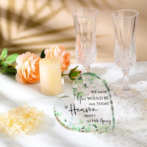 Miniatura 4 de Letrero de mesa conmemorativo para boda, con texto en inglés «We Know You Would Be Here Today If Heaven Wasn't So Far Away in Loving Memori», regalo