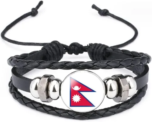 Miniatura 20 de vmcoatdu Mundial Muchas Banderas Nacionales Brazalete Retro de Aleación de Cuero para Pulsera de Cuerda Trenzada de Bandera Nacional