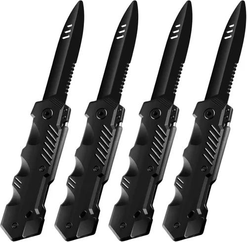 Boao 4 Piezas de Cuchillo Retráctil de Broma, Gadget de Truco Falso, Daga que Desaparece, Cuchillo de Plástico Falso para Halloween, Día de los