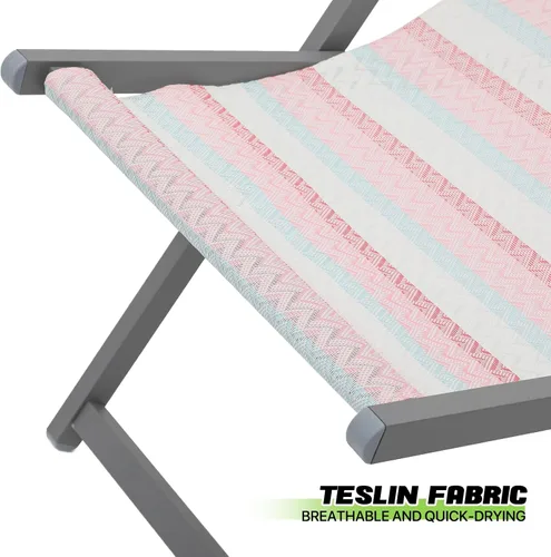 Miniatura 8 de Magshion Juego de 2 sillas plegables de playa, diseño reclinable ajustable de 4 niveles, marco de aluminio ligero, silla portátil al aire libre