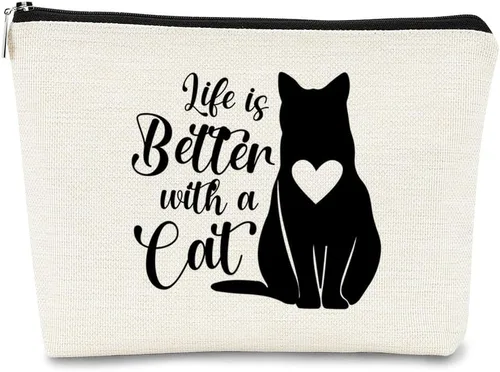 Miniatura 29 de Regalos de Gatos - Pequeña bolsa de maquillaje, bolsa de cosméticos para amantes de los gatos, bolsa de maquillaje para adolescentes y mujeres, cat 1